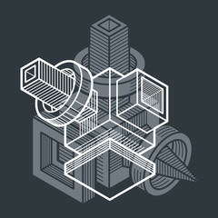 Isometric abstract vector dimensional shape, polygonal figure