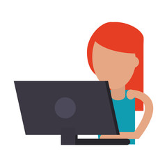 person using laptop computer icon image vector illustration design 