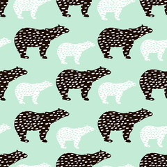 Seamless pattern with polar bear silhouette. Perfect for fabric,textile.Vector background