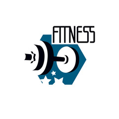 Gym and fitness logo template, vintage style vector emblem. With barbell.
