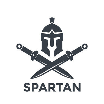 Spartan logo template with helmet and swords