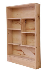 Empty wooden shelf.