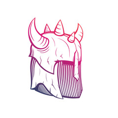 warrior helmet with horns over white, medieval armor