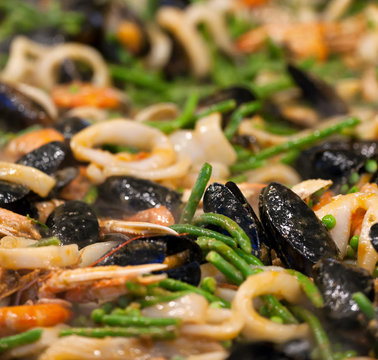 Seafood paella at the streetfood festival