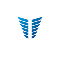 Blue wings heraldic symbol. Heraldic Coat of Arms decorative logo isolated vector illustration.