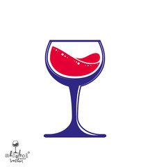 Bright classic vector goblet, stylish alcohol theme illustration. Lifestyle graphic design element - romantic rendezvous idea, eps8.