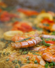 Large dish of Paella