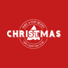 Merry Christmas emblem calligraphy illustration