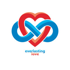 Obraz premium Everlasting Love concept, vector symbol created with infinity loop sign and heart.
