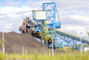 A giant wheel excavator in brown coal mine