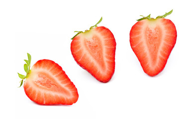 Fresh red strawberries isolated on a white background