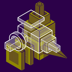 Abstract vector geometric form, 3D creative shape.