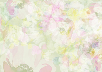 Abstract watercolor background with flowers handmade greeting cards.