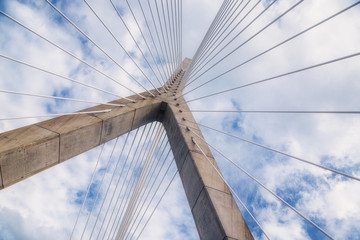  cable-stayed bridge. Leonard P. Zakim Bunker Hill Memorial Bridge, Boston, USA