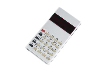 Old silver calculator made by USSR on white background
