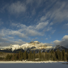 Naklejka na ściany i meble Snow capped mountains, Jasper National Park, Jasper, Alberta