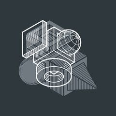 3D design, abstract vector dimensional cube shape.
