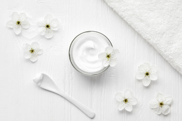 Professional tired skin cosmetic cream facial skincare treatment therapy, anti aging hydrate dermatology clinic cleanser moisturizer