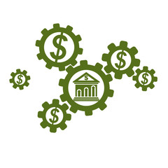 Banking and Finance conceptual logo, unique vector symbol. Banking system. The Global Financial System. Circulation of Money.