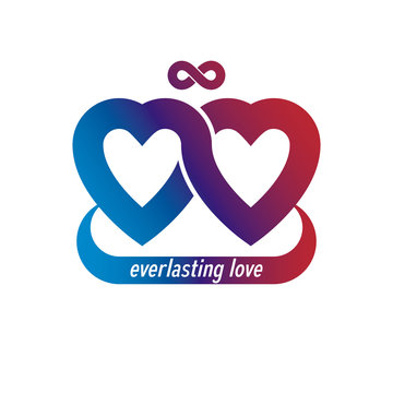 Infinite Love concept, vector symbol created with infinity loop sign and heart.