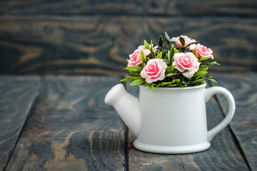 Artificial Flowers in White Flowerpots