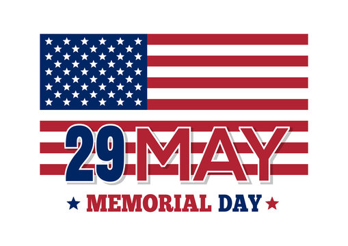 Memorial Day 2017. Inscription on the background of the US flag. Vector illustration isolated on white background
