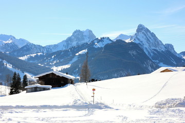Fototapeta na wymiar winter in saanen, Switzerland