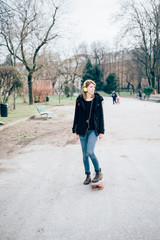 Fototapeta premium young beautiful hipster sporty blonde woman