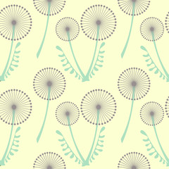 Seamless vector pattern with flowers. Background with dandelions. Graphic illustration.