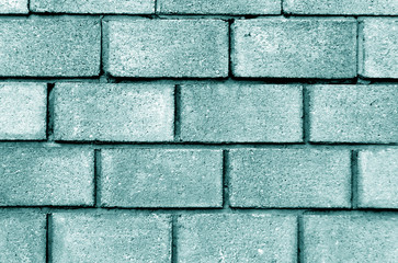 Cyan color brick wall pattern.