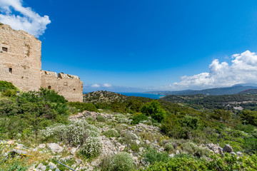 Fototapeta premium Medieval castle of Kritinia (Kastellos), Rhodes island, Greece