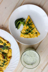 The fried village eggs with greens