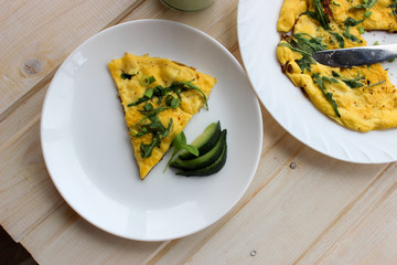 The fried village eggs with greens