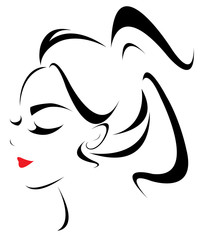 women hair style icon, logo women face on white background