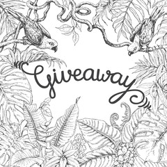 Giveaway Banner with Tropical Birds