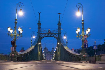 bridge in the Budapest city early morning