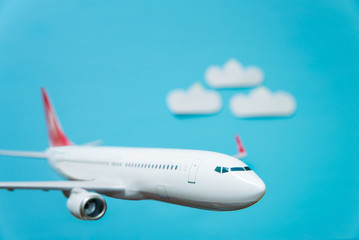 white airplane on a blue background