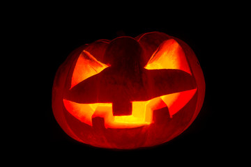 scary pumpkin face on dark background