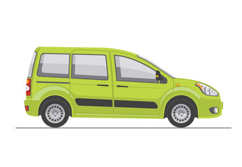 Green car on white background. Flat styled vector illustration.
