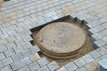 Construction work on the city streets.