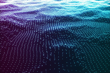 3D illustration abstract blue landscape bacgkround. Cyberspace grid. Concept internet connections in cloud computing.