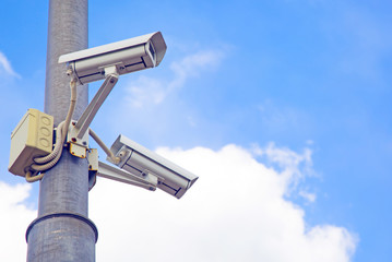 security camera on a pole