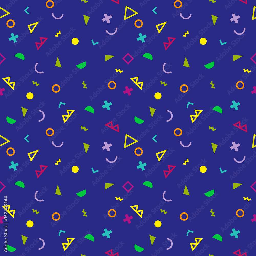 Aufkleber memphis seamless pattern 80's-90's styles on dark background. trendy memphis style. colorful geometr