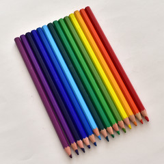 Color pencils isolated on white background close up with Clipping path.Beautiful color pencils.Color pencils for drawing.