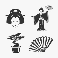 Set of Elements Japan Vector Illustration