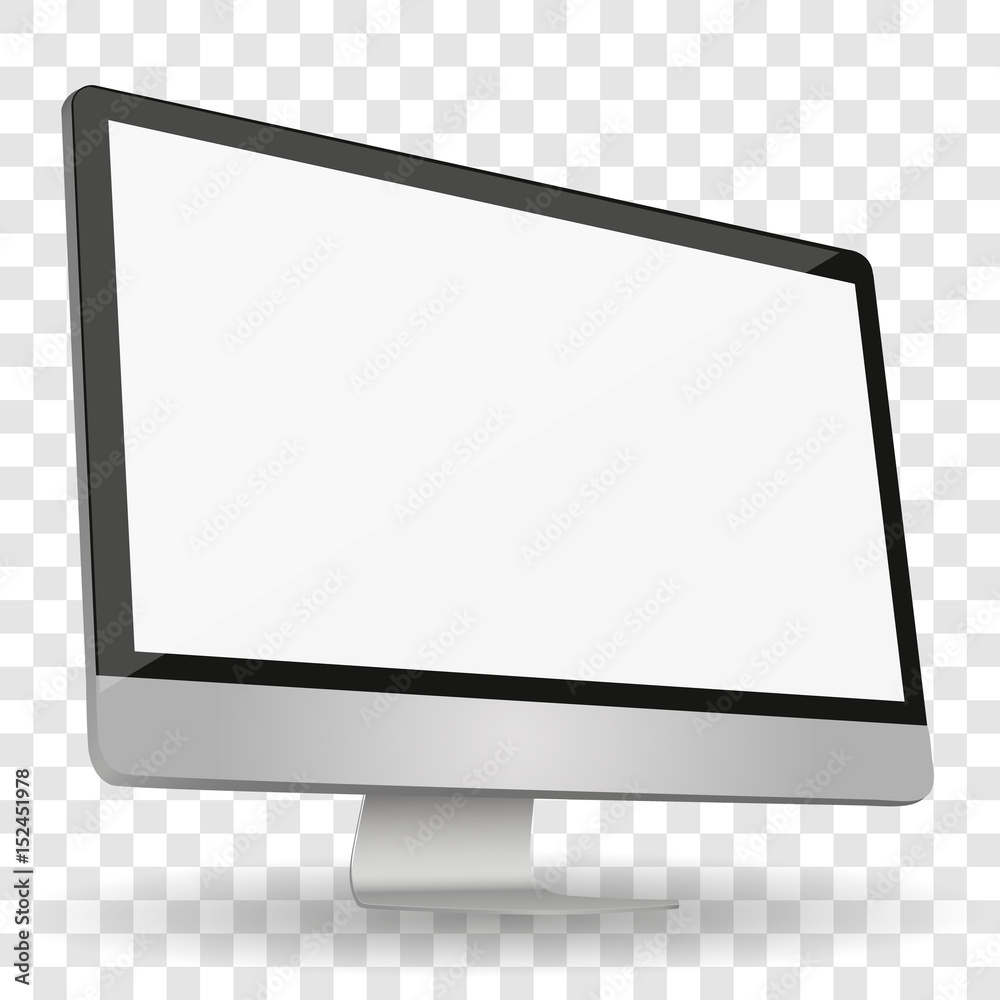 Poster Computer display with blank white screen isolated on a transparent background
