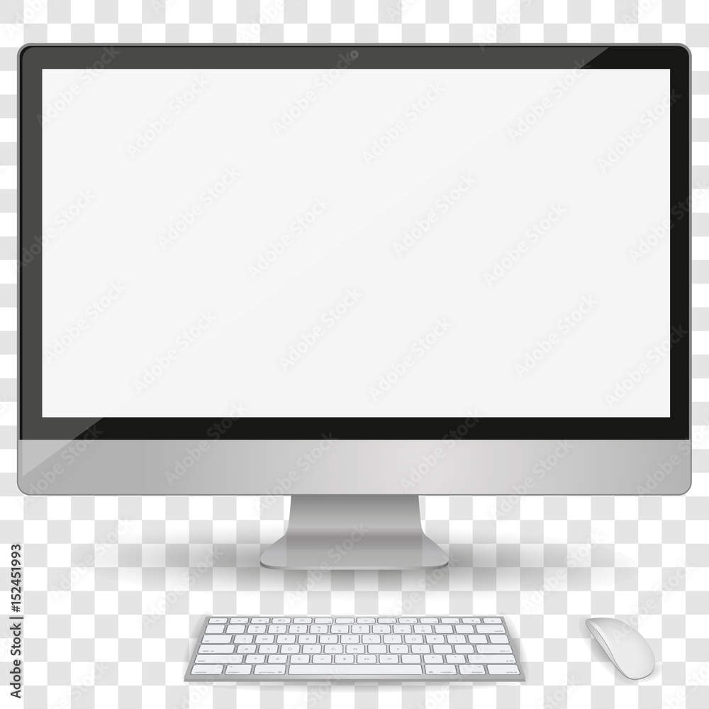 Aufkleber Imac Computer display with blank white screen isolated on a transparent background front view.