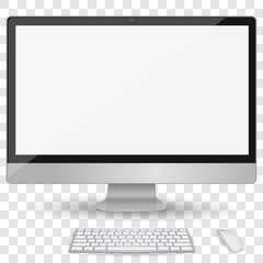 Imac Computer display with blank white screen isolated on a transparent background front view. - obrazy, fototapety, plakaty