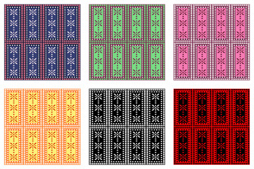 Set of seamless vector decorative hand drawn patterns. ethnic endless background with ornamental decorative elements with traditional etnic motives, tribal geometric figures.