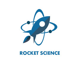 Flat Rocket science logo Illustration Design